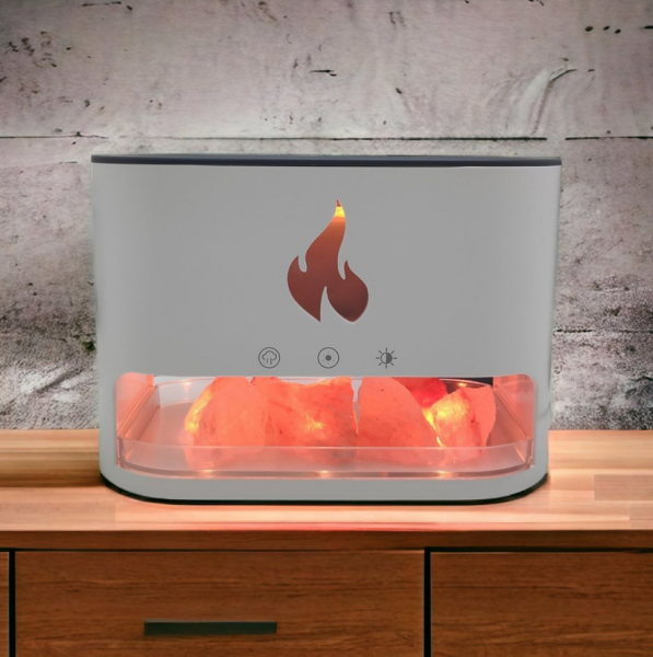 Аромадиффузор - ночник с эффектом камина Aroma Diffuser Touch Panel Version (4 вида подсветки, камни из гималайской соли, таймер), 250 ml  / Цвет МИКС